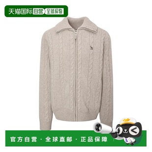 韩国直邮HAZZYS 海吉斯象牙白高领羊毛线缆防风拉链开襟羊 25FW