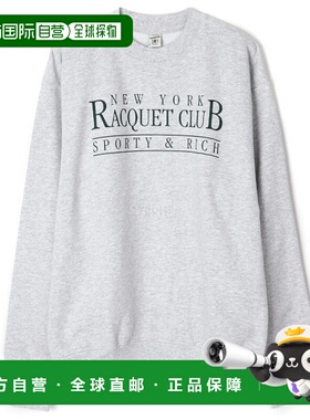 韩国直邮Sporty&Rich NY Racquet Club 希瑟灰色圆领毛衣 男士宽
