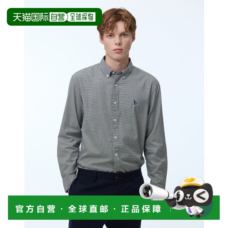韩国直邮HAZZYS Hedges 男士 [稳定销售] 绿色格纹纯棉长袖休闲衬