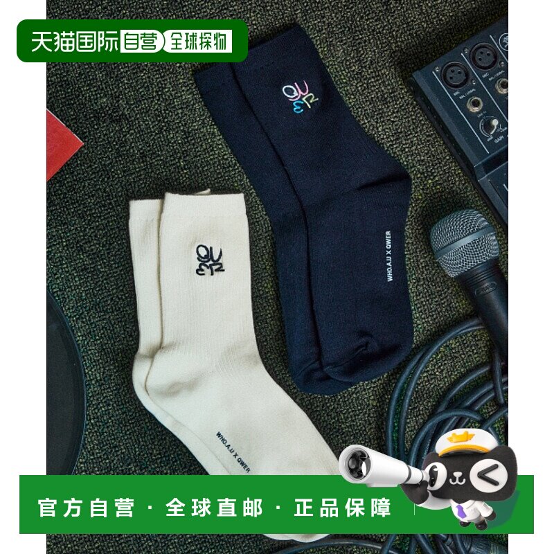 韩国直邮WHO.A.U 男士袜子 [QWER X WAU] 2PACK Embroidery Socks