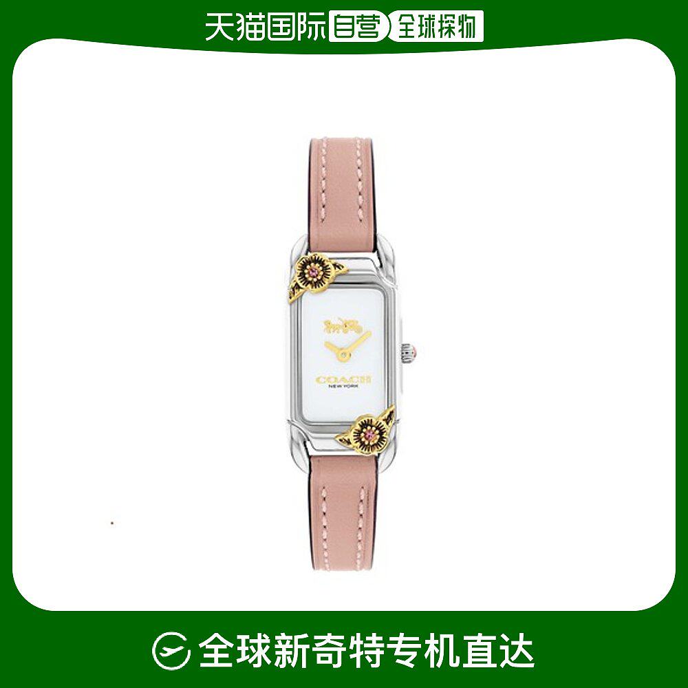 韩国直邮coach/蔻驰 时尚精致马车徽标花朵皮带石英小方表女士cad
