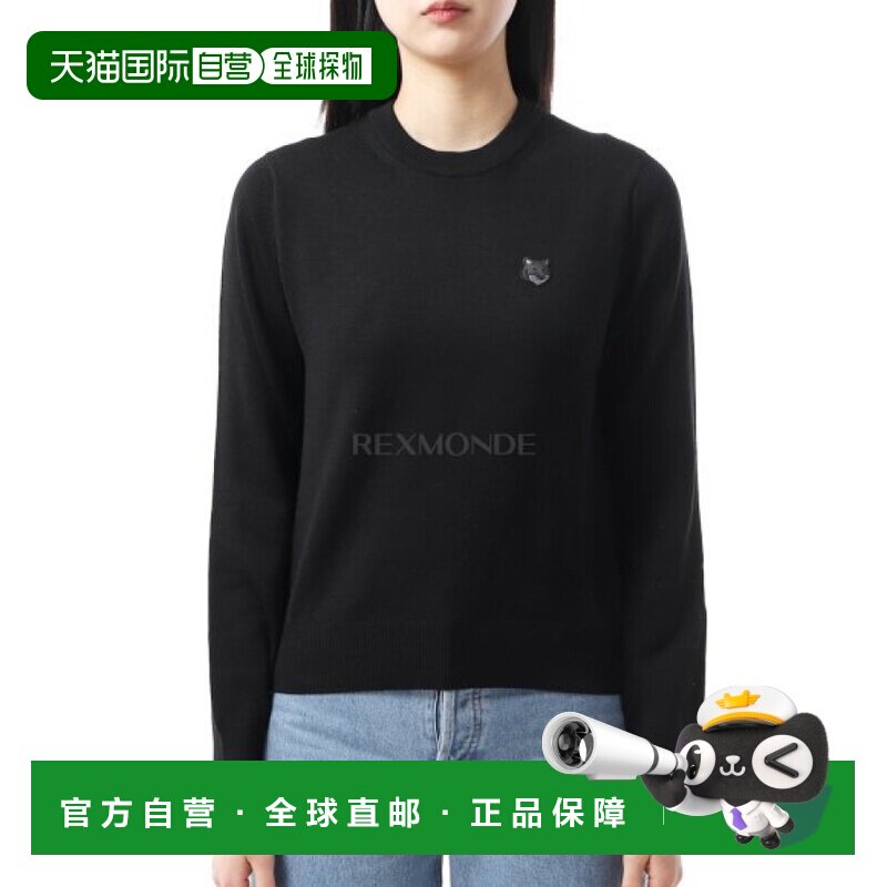 韩国直邮MAISON KITSUNE狐狸头贴片针织跳线圆领常规针织衫