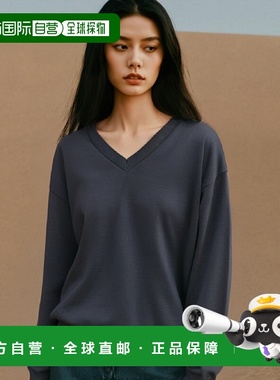韩国直邮YALE [SUPIMA COTTON] ESSENTIAL V NECK KNIT CHARCOALY