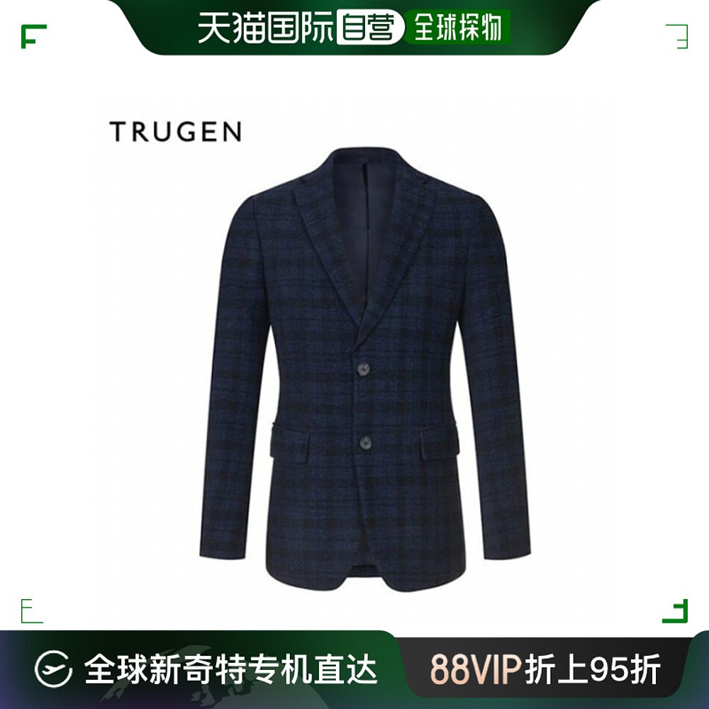 韩国直邮Trugen 毛呢大衣 [TRUGEN] 海军蓝 格纹 夹克(TG8F9-MJK3 男装 毛呢大衣 原图主图