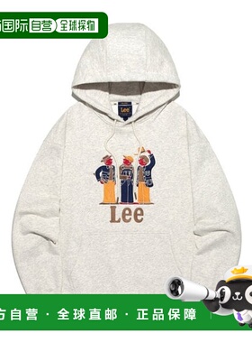 韩国直邮LEE LEE 李氏兄弟图案绣花连帽衫 燕麦色 LE2503HD09OT