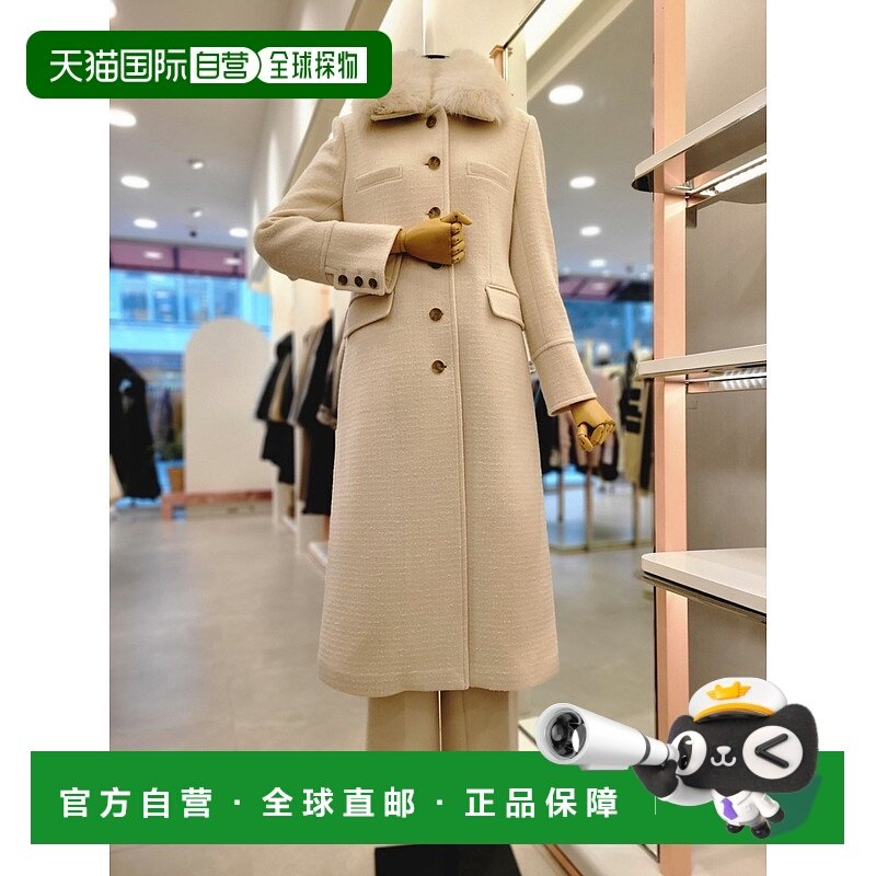 韩国直邮[ITMICHAA] 女款 可拆卸 狐狸毛领设计 长款 大衣外衣(IT