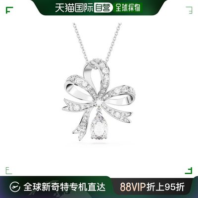 韩国直邮swarovski 男女 项链施华洛世奇蝴蝶水晶吊坠银色蝴蝶结