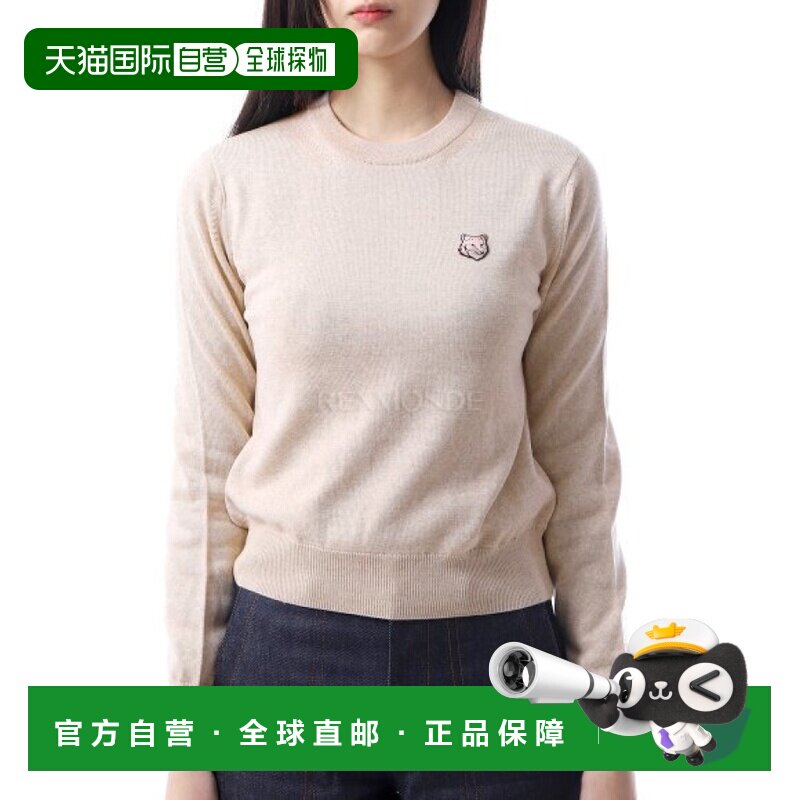 韩国直邮MAISON KITSUNE狐狸头贴片常规圆领针织跳线