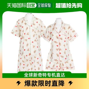 两件套情侣睡衣 韩国直邮 CUBIKA 心型小熊图案短袖 WM639
