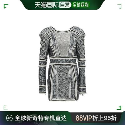 韩国直邮BALMAIN23FW中长连衣裙女YF0R9335PB37 000 YCZGRIS FONC