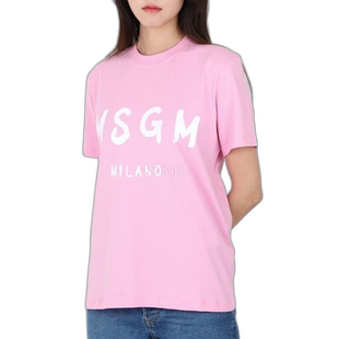 韩国直邮Msgm 上装T恤女款粉色潮流舒适宽松时尚日常休闲印花简约