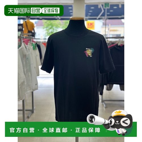 韩国直邮FILA [여주점] 휠라 havefun 图案T恤 FS2RSF2402X BLK 男女短