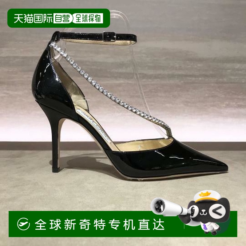 韩国直邮JIMMY CHOO时尚水晶带装饰尖头8.5cm真皮皮鞋028TALIKA