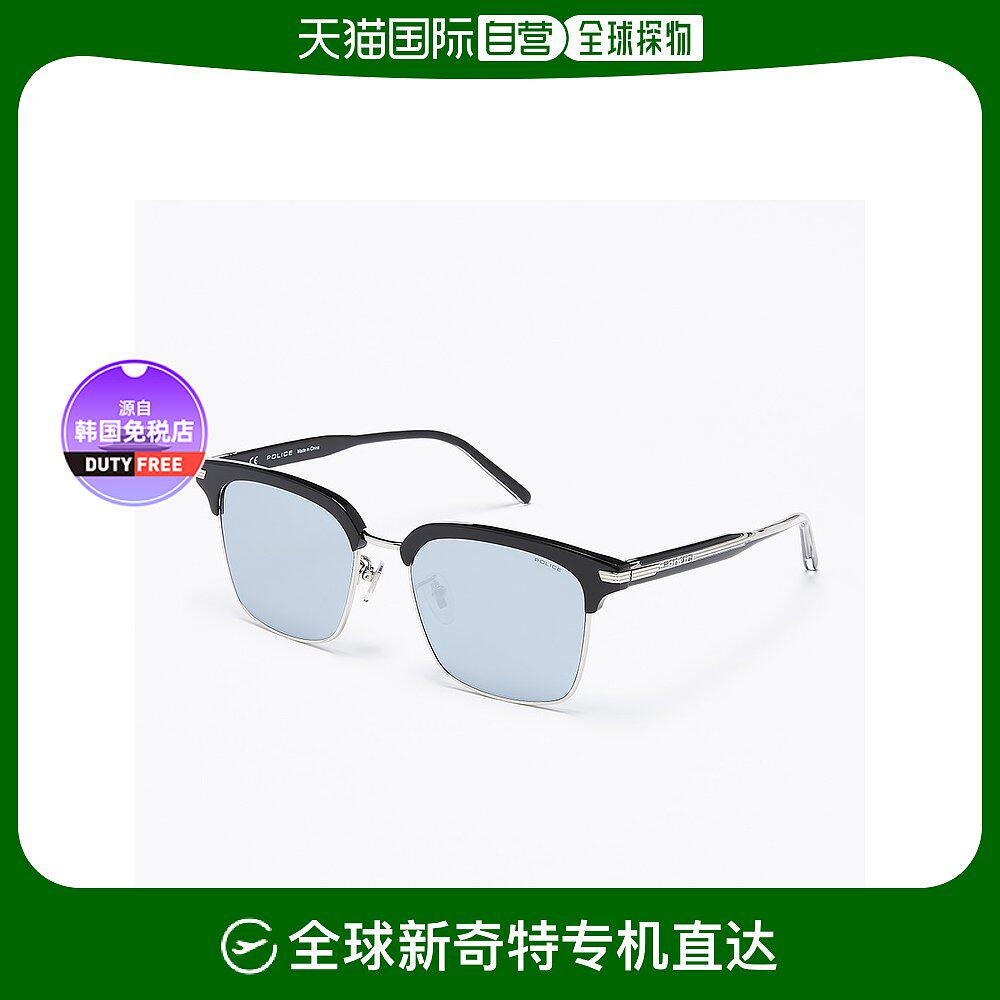【韩国直邮】police 时尚奢华方形黑银色半框太阳镜 黑色 spl-e56