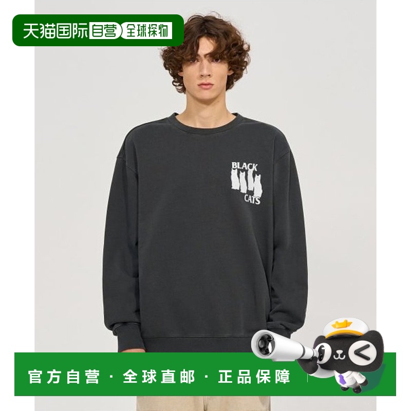 韩国直邮VIVASTUDIO 男士卫衣PIGMENT BLACK CAT CREWNECK [CHARC