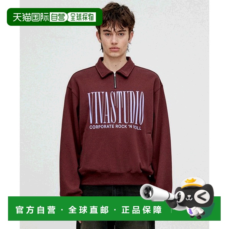 韩国直邮VIVASTUDIO 男士T恤HALF ZIP UP COLLAR TEE [BURGUNDY]