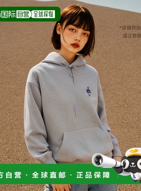 韩国直邮YALE EMBROIDERY UNIVERSITY DAN HOODIE GRAY EMBROIDER