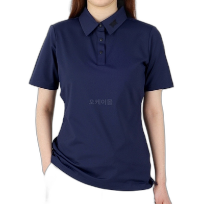 韩国直邮Pxg高尔夫服饰男女款海军蓝色时尚贴身方领短袖T恤潮流