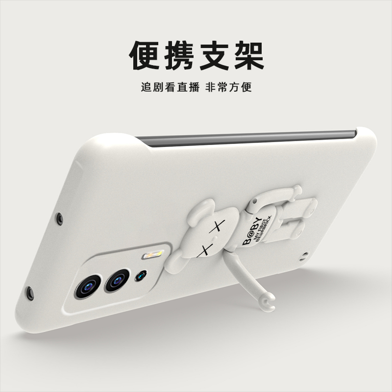 适用红米K60手机壳K60Pro无边框K60E熊支架潮牌新品全包硬壳简约新款高档防滑防摔男款保护壳个性创意半包边
