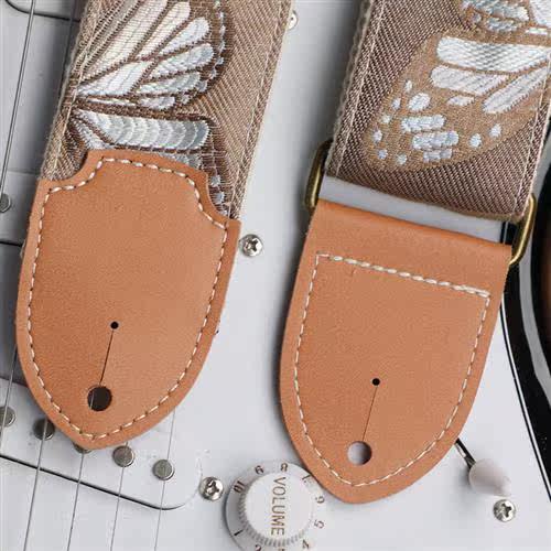 蝴蝶电吉他背带加厚民谣吉他背带贝斯背带木吉他加厚加宽手工肩带