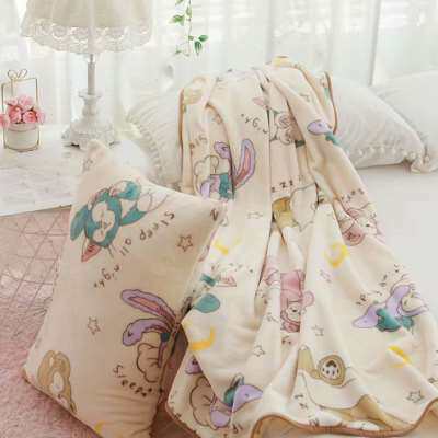 可爱夏季卡通毛毯小被子办公室午睡毯珊瑚绒盖毯加厚空调毯子床单