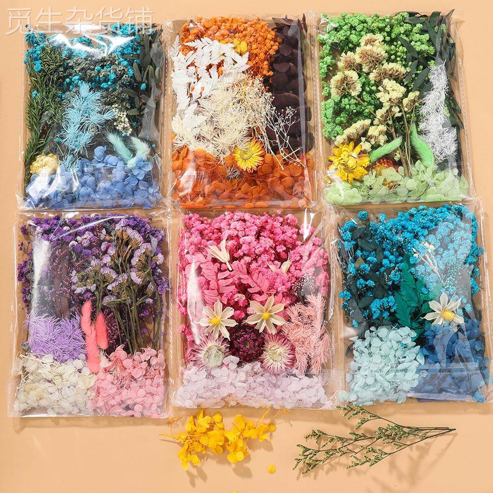 跨境袋装 干花diy材料包 母亲节永生花团扇相框香薰蜡烛花环干花