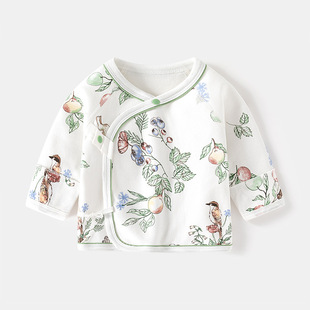 新生儿半背衣秋冬季纯棉内衣防侧漏男女宝宝上衣单件婴儿秋衣