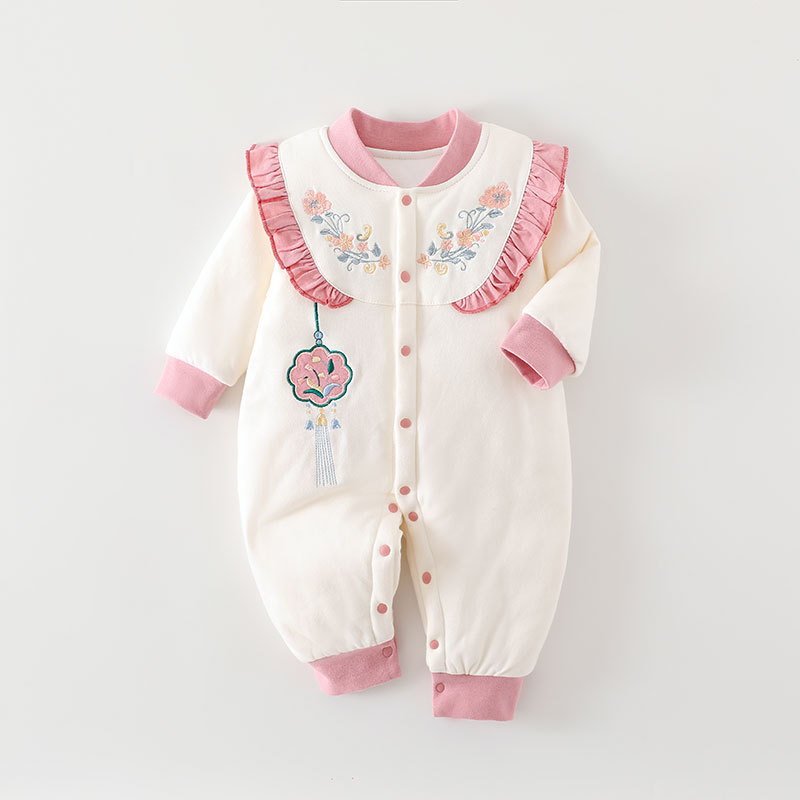 中国风婴儿连体衣秋冬季120g夹棉