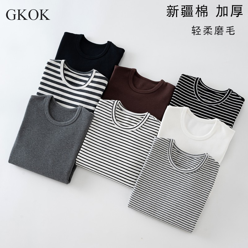 棉加厚长袖儿童圆领秋冬打底衫