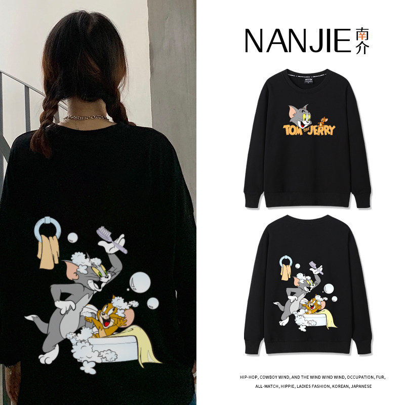 情侣款联名卫衣女小众设计感情侣装潮牌ins超火宽松冬季加绒上衣