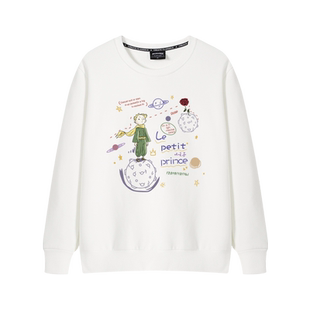 周深同款衣服小王子联名情侣卫衣白色圆领宽松应援服上衣加绒冬季