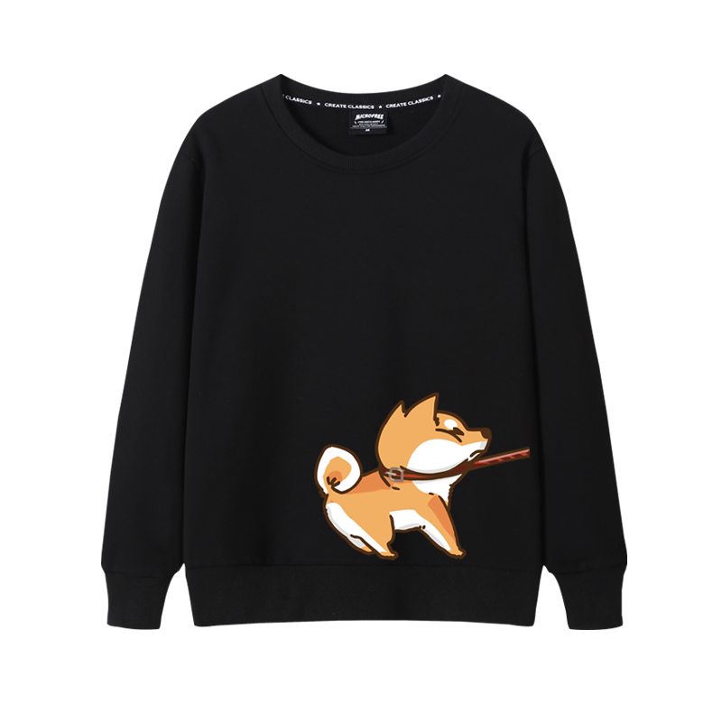 柴犬猫咪情侣装圆领韩版宽松超火