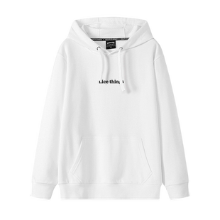 IU李知恩同款衣服白色字母连帽卫衣女韩系宽松慵懒风加绒加厚外套