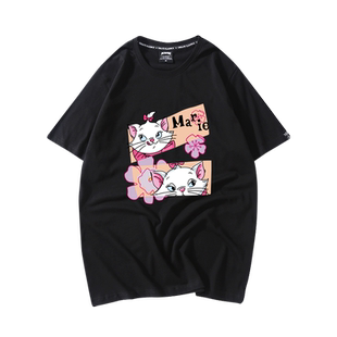 lisa同款衣服玛丽猫联名t恤女卡通印花国潮宽松慵懒风短袖上衣ins