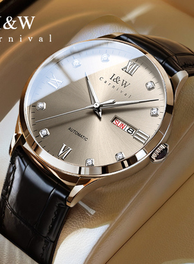 官方正品IW爱沃驰男士手表男款机械表全自动时尚皮带简约品牌腕表