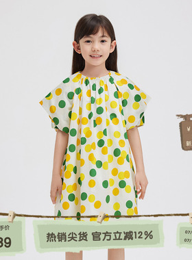 播broadcute童装连衣裙2024夏季新款女童波点印花裙子KGR2L012