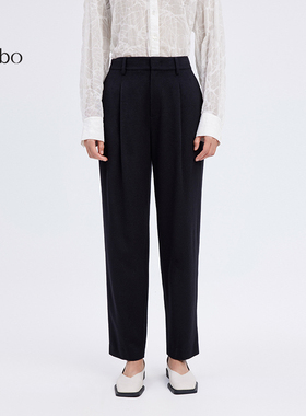 【播奥莱】播春季新品商场同款立体压褶修型利落简约铅笔裤裤子