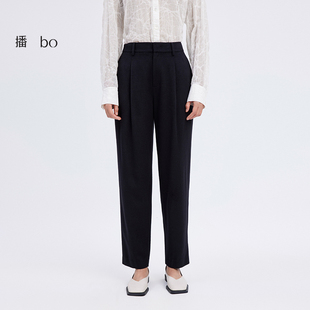 新品 播春季 商场同款 立体压褶修型利落简约铅笔裤 子 裤 播奥莱