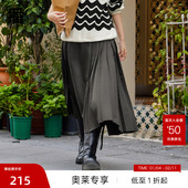 播商场同款 播奥莱 气质百褶裙女春秋复古拼接伞裙BDQ3BD0403