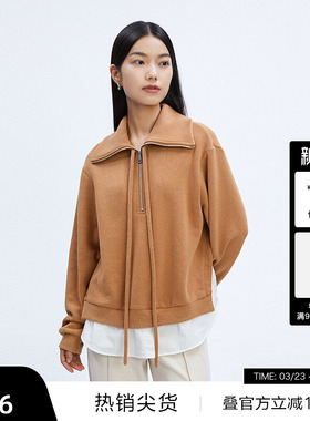 【播奥莱】播慵懒风休闲卫衣女秋冬半拉链翻领宽松上衣DDP4VD4986