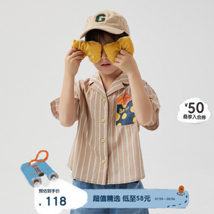 播broadcute童装 夏男女童洋气百搭可爱翻领全棉T恤KEQ2C2881