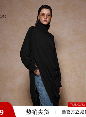 【100%羊毛】播 bo 商场同款不规则下摆24冬连衣裙女BDR4LD2405