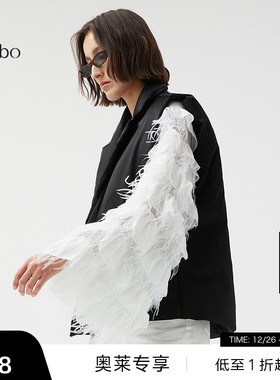 【播奥莱】播 bo 商场同款黑色马甲商场同款设计感叠穿马夹上衣