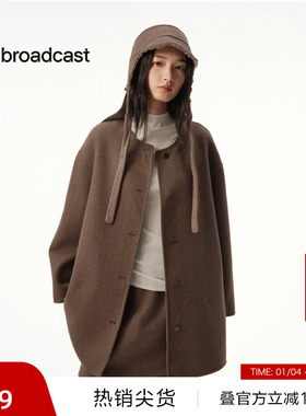 【播奥莱】播时髦洋气灰色短款毛呢外套女秋冬宽松上衣DDS4AD5116