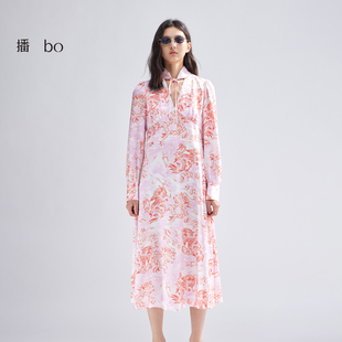度假风碎花连衣裙女收腰长裙BDR1LD2423 商场同款 播