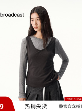 【播奥莱】播黄色修身圆领T恤女秋冬显瘦气质长袖上衣DDS4YD5294