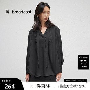 黑色衬衫 播商场同款 女秋通勤宽松衬衣BDR3CD1746 播奥莱