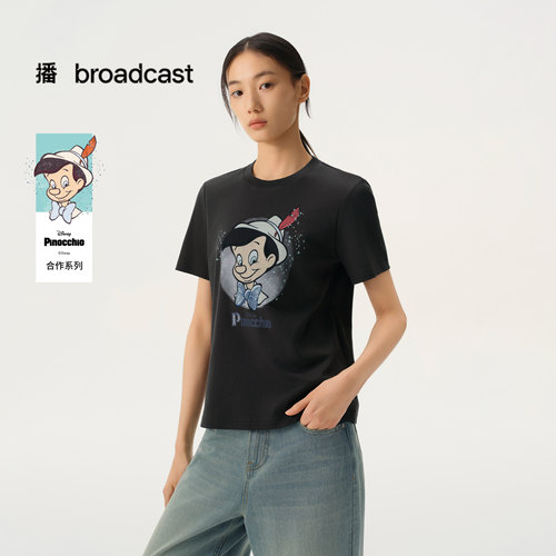 【播奥莱】商场同款匹诺曹联名治愈童真圆领短袖T恤女BDT1YD1297