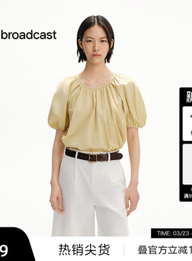【播奥莱】播法式漂亮泡泡袖衬衫女25夏宽松短袖衬衣DDS2HD5951