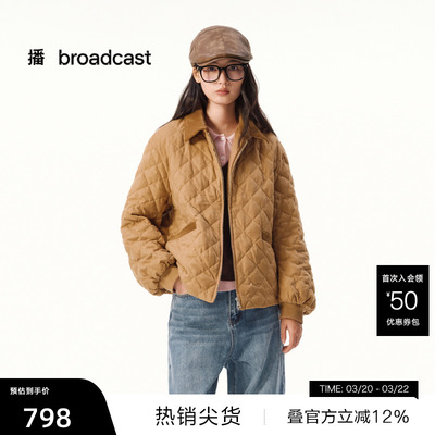 【播奥莱】复古菱形格短款羽绒服女秋冬翻领外套DDS4RD5279